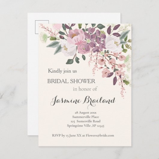 Pink Spring Brautparty Einladungspostkarte (Vorne/Hinten)
