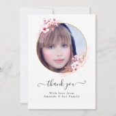 Pink Spring Cherry Blossom Foto Dankeskarte (Vorderseite)