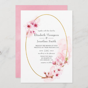 Pink Spring Cherry Blossom Hochzeit Einladung