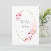 Pink Spring Cherry Blossom QR Code UAWG Wedding Einladung (Stehend Vorderseite)