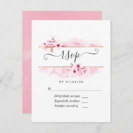 Pink Spring Cherry Blossom Quinceañera RSVP Card