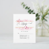 Pink Spring Cherry Blossom Quinceañera RSVP Card Karte (Stehend Vorderseite)