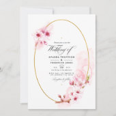 Pink Spring Cherry Blossom Wedding Foto Einladung (Vorderseite)