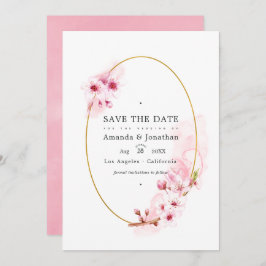 Pink Spring Cherry Blossom Wedding Foto Save The Date