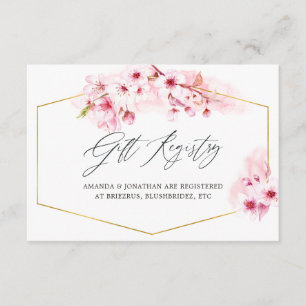 Pink Spring Cherry Blossom Wedding Gift Registry Begleitkarte