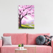 Pink Spring Dream: Cherry Blossom River Print Leinwanddruck (Insitu (Wohnzimmer))