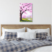 Pink Spring Dream: Cherry Blossom River Print Leinwanddruck (Insitu (Schlafzimmer))