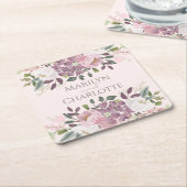 Pink Spring Floral Bouquet Wedding Rechteckiger Pappuntersetzer (angewinkelt)