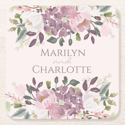 Pink Spring Floral Bouquet Wedding Rechteckiger Pappuntersetzer (Vorderseite)