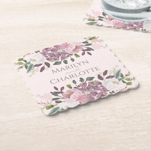 Pink Spring Floral Bouquet Wedding Untersetzer (angewinkelt)
