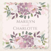 Pink Spring Floral Bouquet Wedding Untersetzer (Vorderseite)