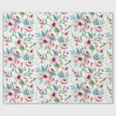 Pink Spring Floral Pattern Geschenkpapier (Flach)