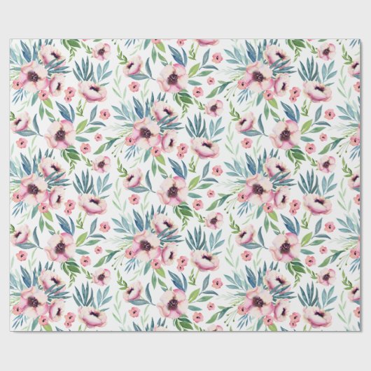 Pink Spring Floral Pattern Geschenkpapier (Flach)