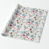 Pink Spring Floral Pattern Geschenkpapier (Ungerollt)