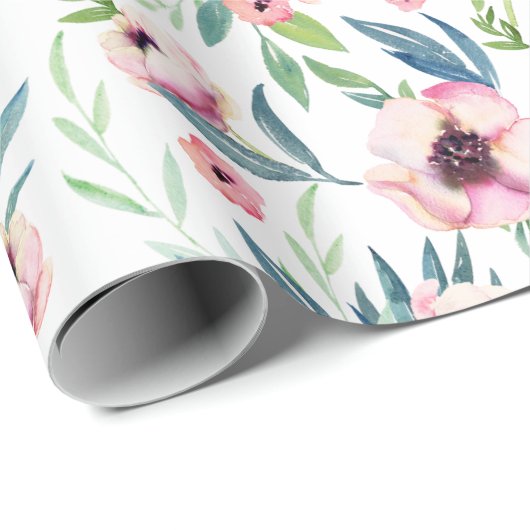 Pink Spring Floral Pattern Geschenkpapier (Rolleneckpunkt)