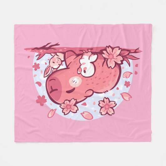Pink Spring Friends Fleecedecke (Vorderseite (Horizontal))