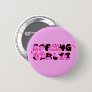Pink Spring Girlie  Button