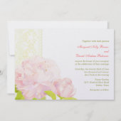 Pink Spring Romance Peony Wedding Einladung (Rückseite)