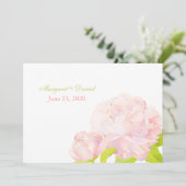 Pink Spring Romance Peony Wedding Einladung (Stehend Vorderseite)