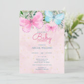 Pink Sprinkle Butterfly Girl Babydusche Einladung (Stehend Vorderseite)
