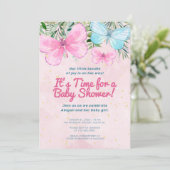 Pink Sprinkle Butterfly Girl Babydusche Einladung (Stehend Vorderseite)