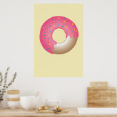 Pink Sprinkle Donut auf gelbe Illustration Küche Poster (Küche)