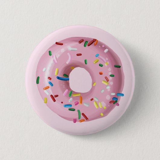 Pink Sprinkle Donut Birthday Party Günstige Taste Button (Vorderseite)