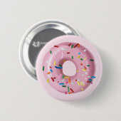 Pink Sprinkle Donut Birthday Party Günstige Taste Button (Vorne & Hinten)