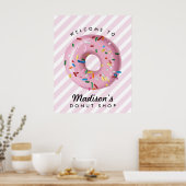 Pink Sprinkle Donut Geburtstag Begrüßungszeichen Poster (Küche)