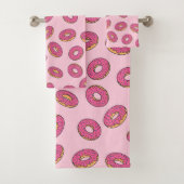 Pink Sprinkle Donut Muster Badhandtuch Set (Insitu)