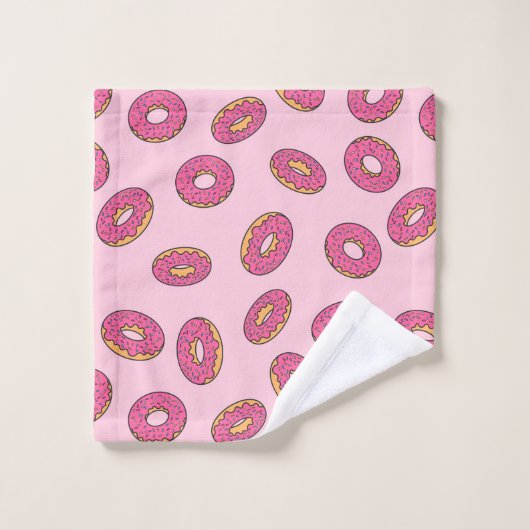 Pink Sprinkle Donut Muster Badhandtuch Set (Waschlappen)