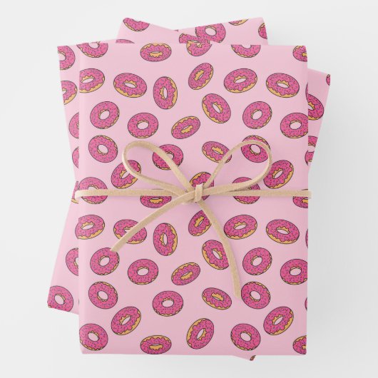 Pink Sprinkle Donut Muster Geschenkpapier Set (Beispiel)