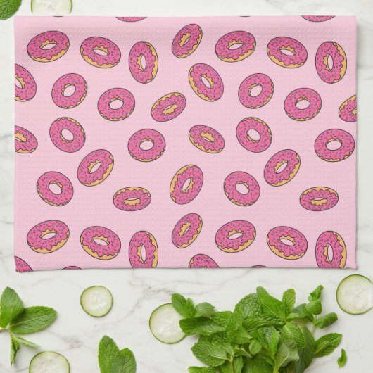 Pink Sprinkle Donut Muster Geschirrtuch (Gefaltet)
