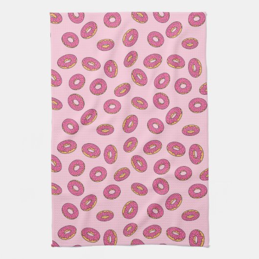 Pink Sprinkle Donut Muster Geschirrtuch (Vertikal)