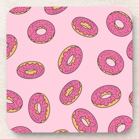 Pink Sprinkle Donut Muster Getränkeuntersetzer (Vorderseite)
