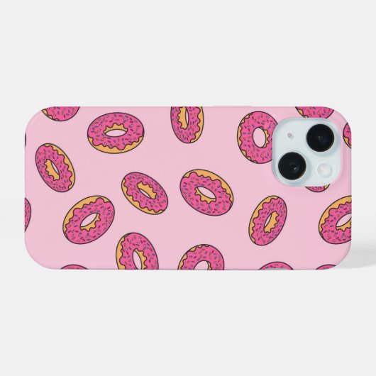 Pink Sprinkle Donut Muster iPhone 15 Hülle (Rückseite (Horizontal))