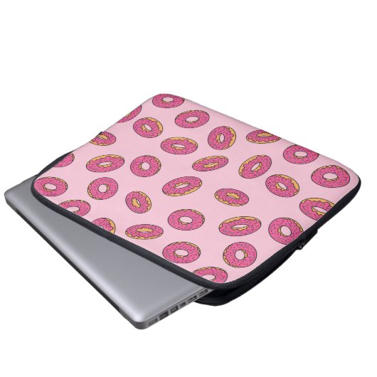 Pink Sprinkle Donut Muster Laptopschutzhülle (Vorne Knopf)