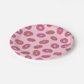Pink Sprinkle Donut Muster Pappteller (Schrägansicht)