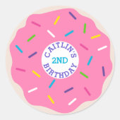 Pink Sprinkle Donut Party Stickers (Vorderseite)