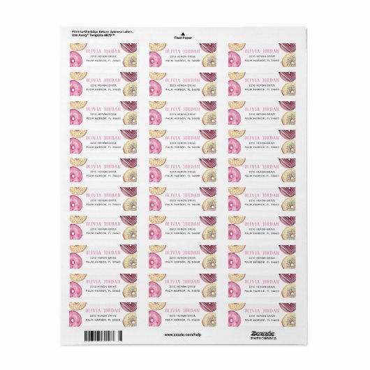 Pink Sprinkle Donut Rücksendeadresse (Vorne)