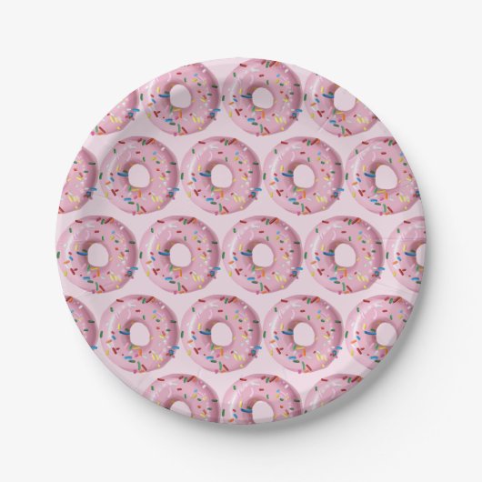 Pink Sprinkle Donut Shop Papierplatte Pappteller (Vorderseite)