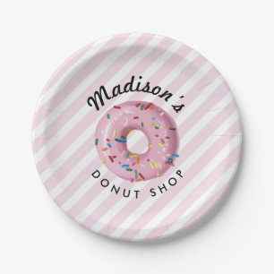 Pink Sprinkle Donut Shop Pappteller