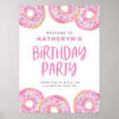 Pink Sprinkle Donuts Geburtstagsparty Willkommen Poster (Vorne)
