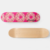 Pink Sprinkle Donuts Mädchen Hot Pink Custom Skateboard (Horizontal)