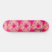Pink Sprinkle Donuts Mädchen Hot Pink Custom Skateboard (Horizontal)
