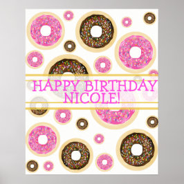 Pink Sprinkle Donuts Moderne Geburtstagsparty Bann Poster