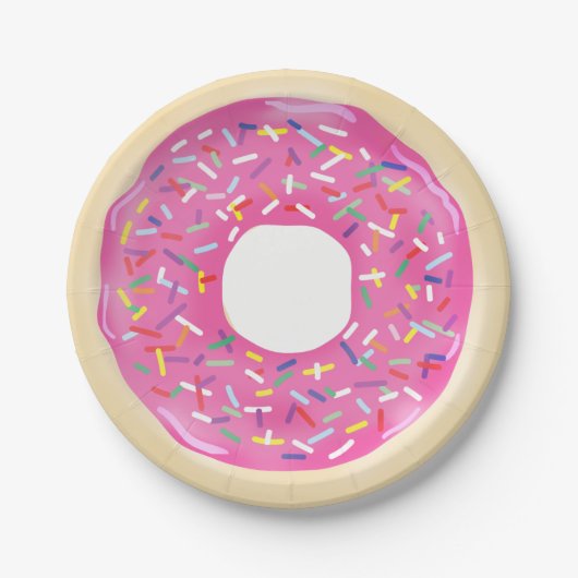 Pink Sprinkle Donuts Moderne Geburtstagsparty Pappteller (Vorderseite)
