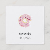 Pink Sprinkle Doughnut Quadratische Visitenkarte (Vorderseite)