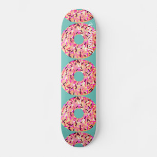 Pink Sprinkled Donuts Girly Aquamarine maßgeschne Skateboard
