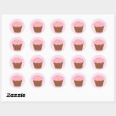 Pink Sprinkler Cupcake Runder Aufkleber (Blatt)